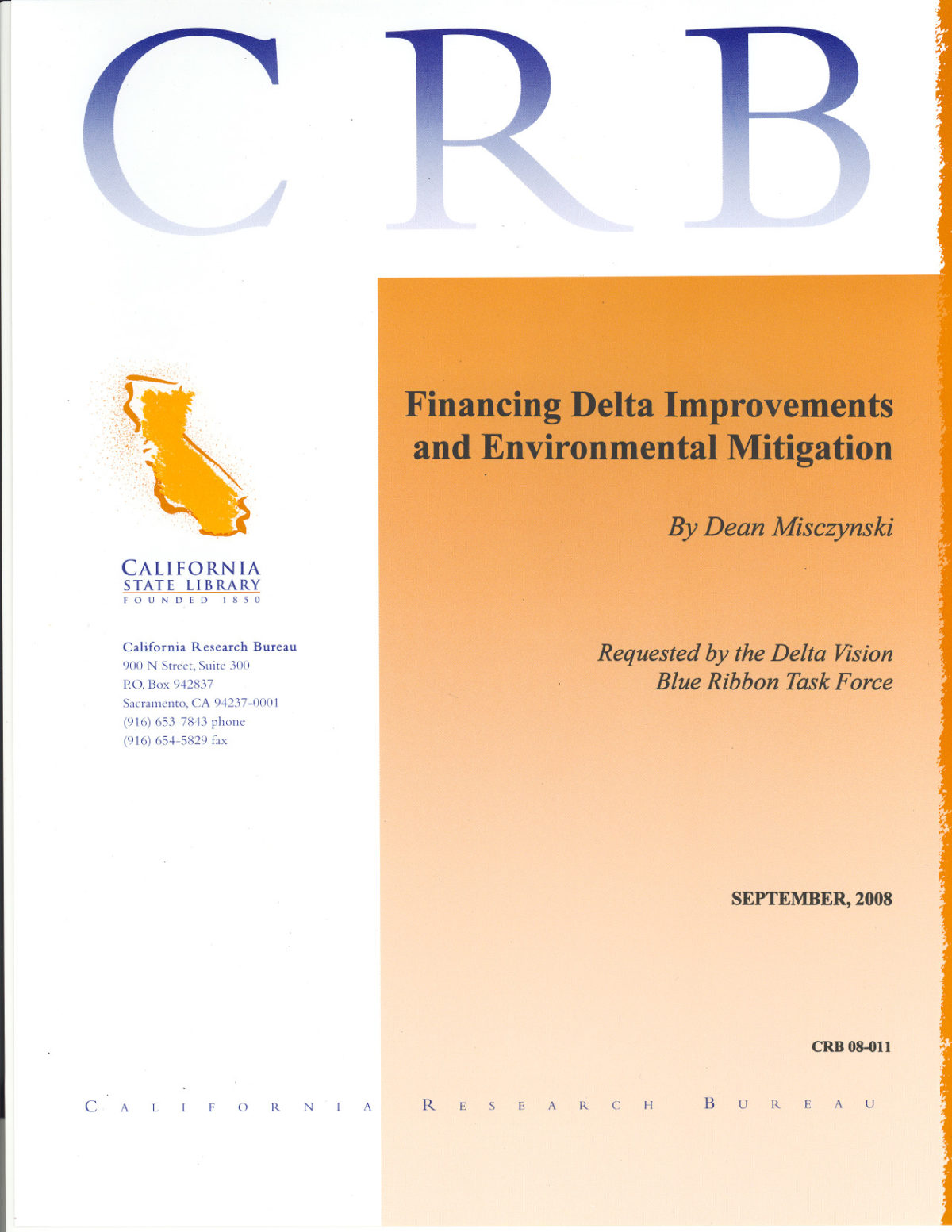 Financing Delta Improvements and Environmental Mitigation