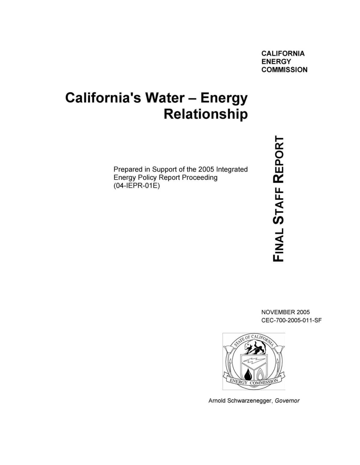California’s Water – Energy Relationship