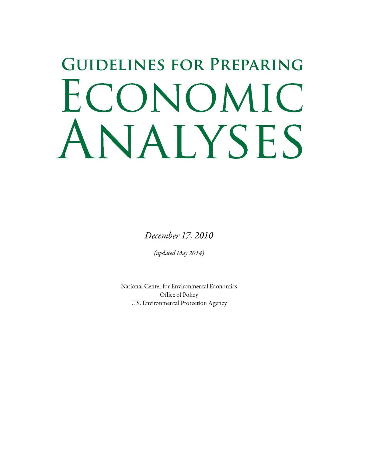 Guidelines for Preparing Economic Analyses