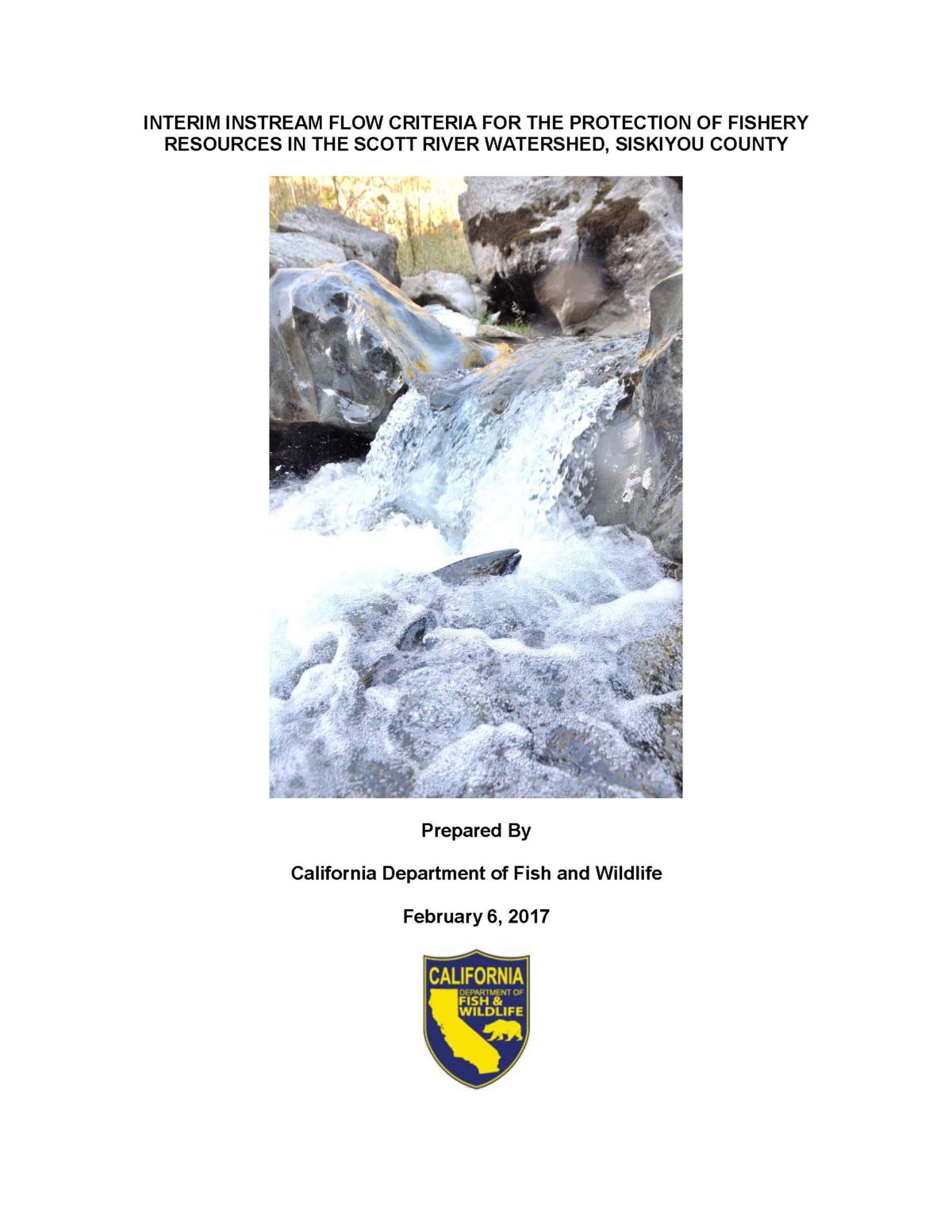 Interim instream flow criteria for the protection of fishery resources in the Scott River watershed, Siskiyou County