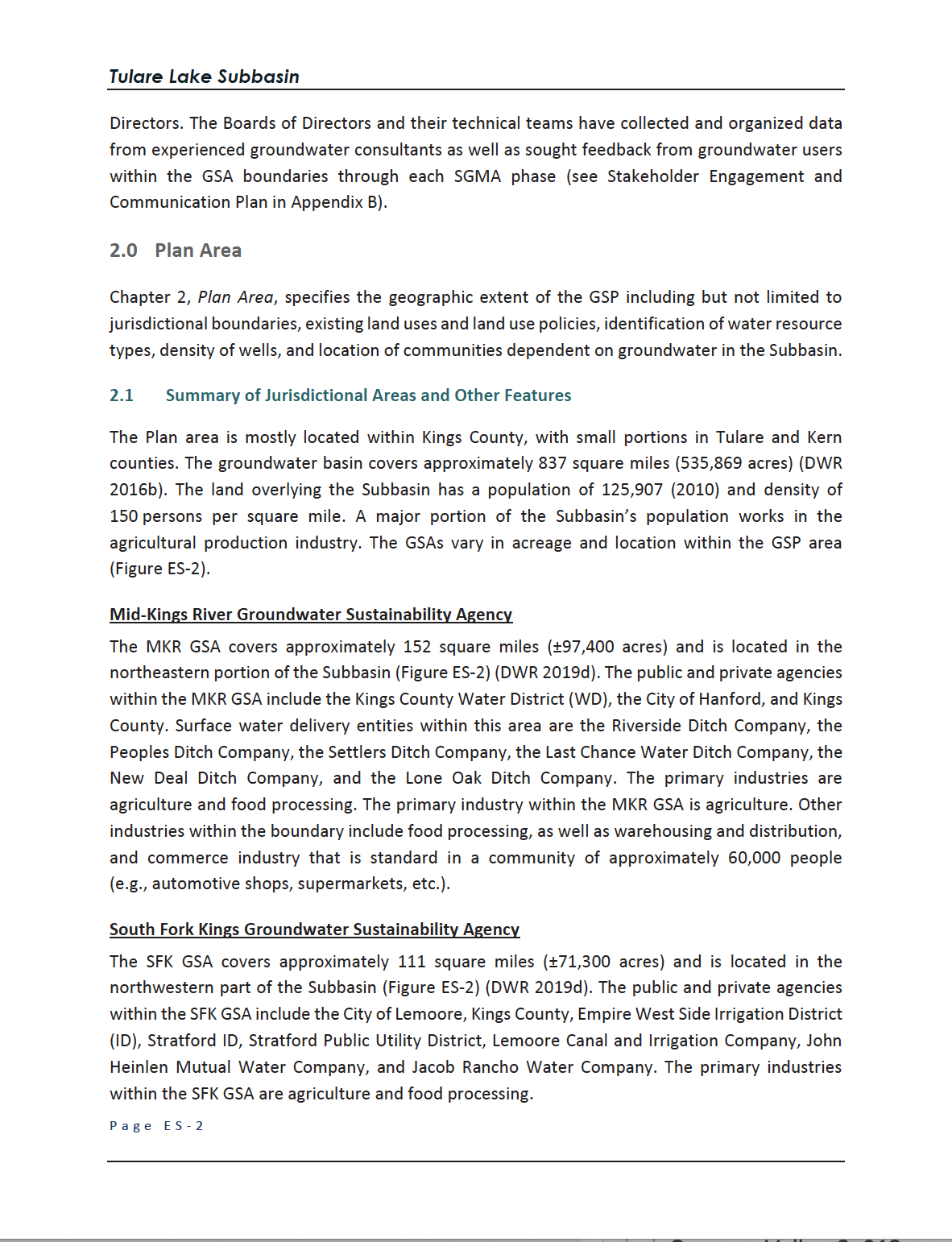 Tulare Lake Subbasin Groundwater Sustainability Plan – California Water ...