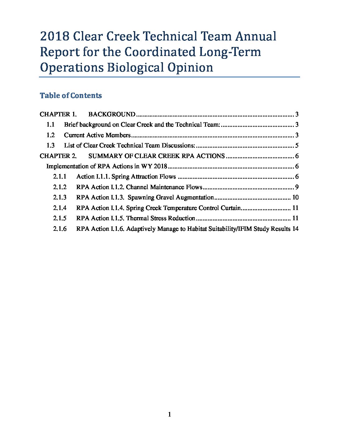 2018 Clear Creek Technical Team Annual Report for the Coordinated Long-Term Operations Biological Opinion