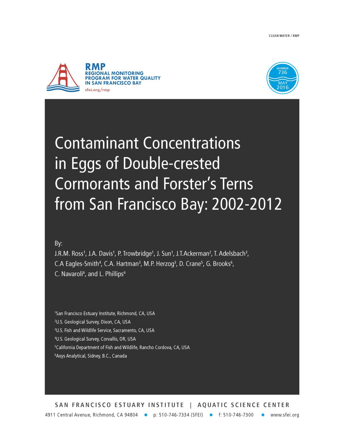Contaminant Concentrations in Eggs of Double-crested Cormorants and Forster’s Terns from San Francisco Bay: 2002-2012