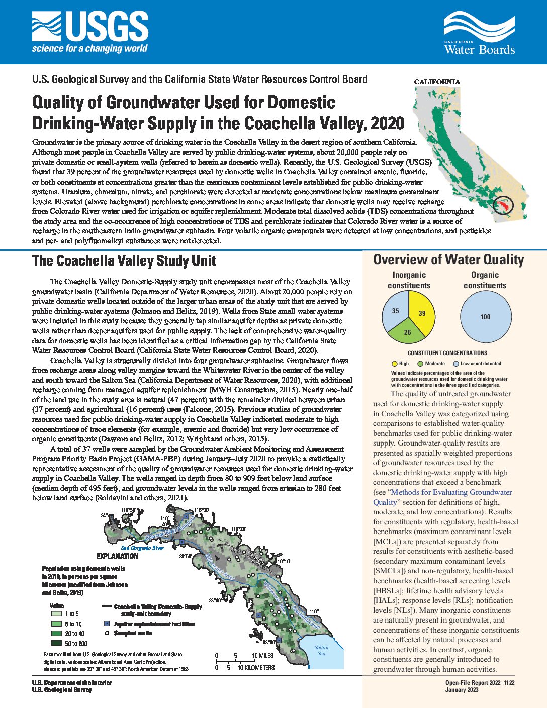 Quality of Groundwater Used for Domestic Drinking-Water Supply in the Coachella Valley, 2020