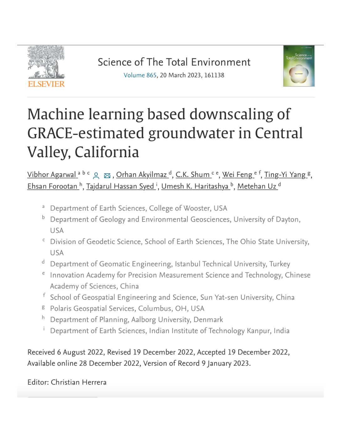 Machine learning based downscaling of GRACE-estimated groundwater in Central Valley, California